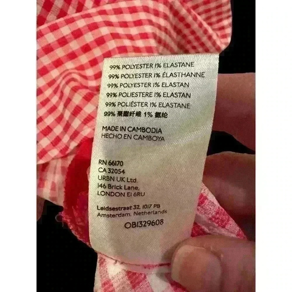 Urban Outfitters Pink Check Gingham "Angie" Circle Skirt Size L Large - Picture 4 of 7